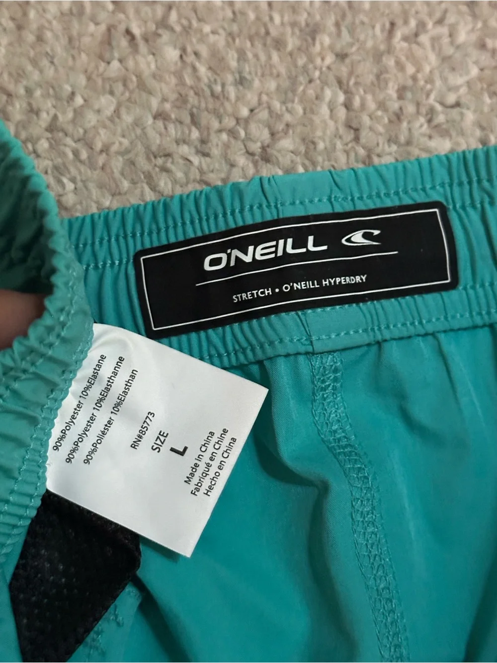 O'Neill Men's Teal Swim Trunks with Black Drawstring